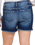 Zenana Plus Mid Rise Raw Hem Denim Shorts - Online Only