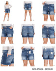 Zenana Plus Mid Rise Raw Hem Denim Shorts - Online Only