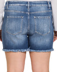 Zenana Plus Mid Rise Raw Hem Denim Shorts - Online Only