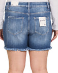 Zenana Plus Mid Rise Raw Hem Denim Shorts - Online Only