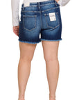 Zenana Plus Mid Rise Raw Hem Denim Shorts - My Pampered Life Seattle