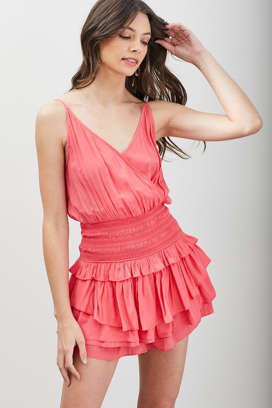 Do and Be Collection Wrap Smocked Waist Ruffle Dress - Online Only
