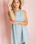 Plus Chambray Baby Doll Tunic