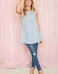 Plus Chambray Baby Doll Tunic