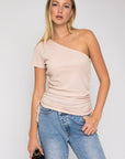 Gilli One Shoulder Side Ruching Top