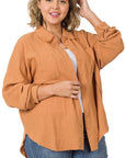 Zenana Plus Oversized Raw Edge Shirt