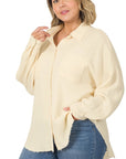 Zenana Plus Oversized Raw Edge Shirt