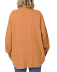 Zenana Plus Oversized Raw Edge Shirt - Online Only