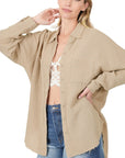 Zenana Oversized Raw Edge in Black or Taupe - My Pampered Life Seattle