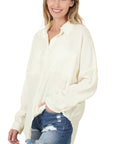 Zenana Oversized Raw Edge in Black or Taupe - My Pampered Life Seattle