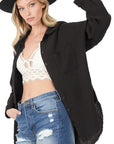 Zenana Oversized Raw Edge in Black or Taupe - My Pampered Life Seattle