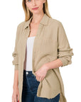 Zenana Oversized Raw Edge in Black or Taupe - My Pampered Life Seattle