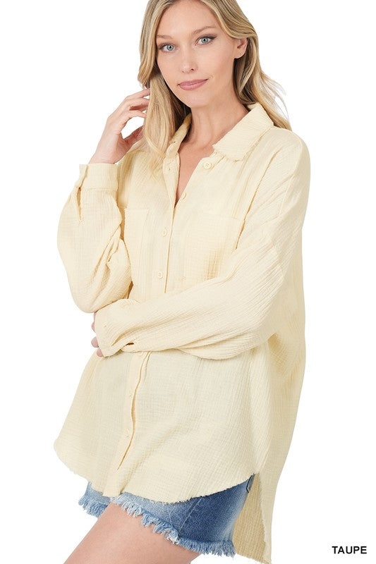 Zenana Oversized Raw Edge in Black or Taupe