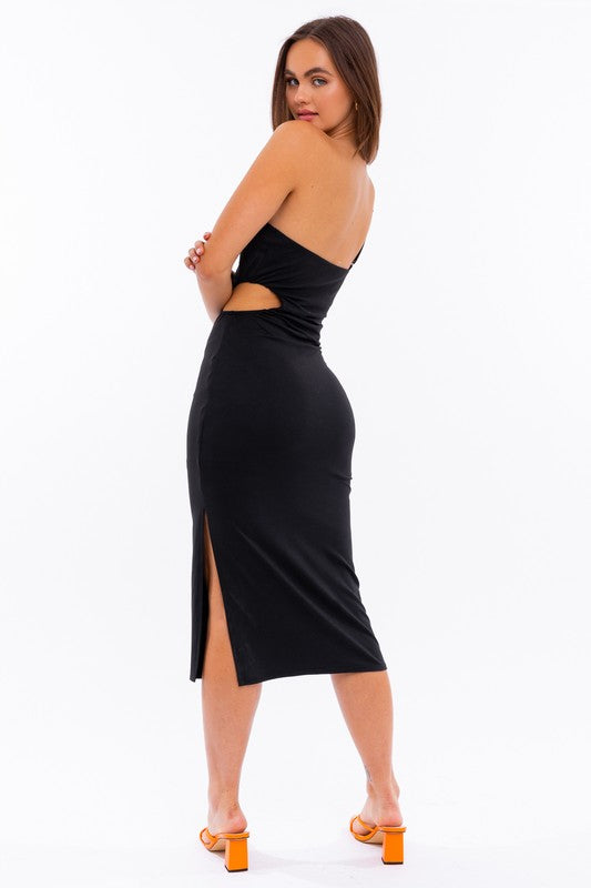 LE LIS One Shoulder Midi Dress