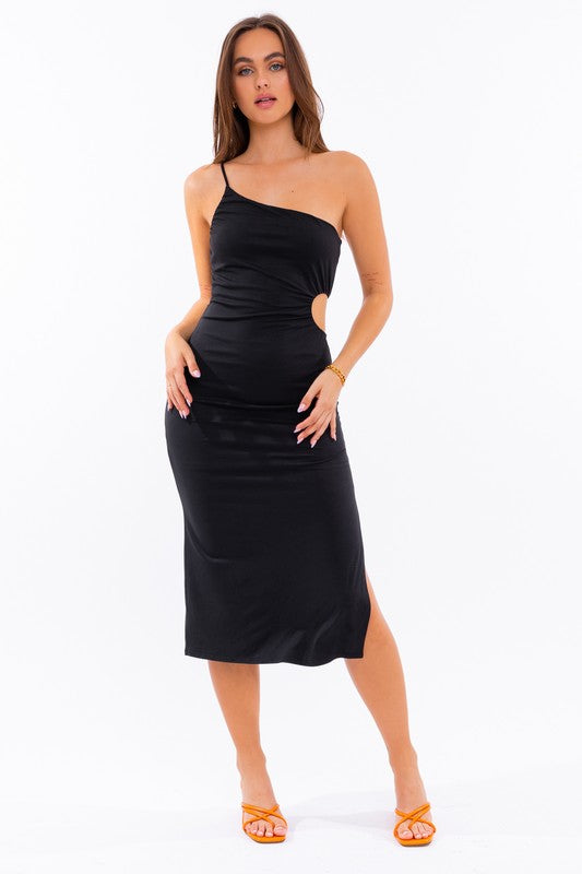 LE LIS One Shoulder Midi Dress