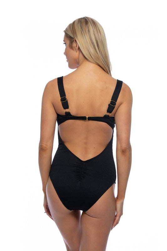 Textured Solid One Piece Swimsuit