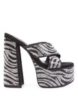 Sinful High Platform Patterned Diamante Slides