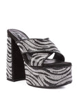 Sinful High Platform Patterned Diamante Slides