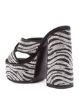 Sinful High Platform Patterned Diamante Slides