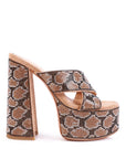 Sinful High Platform Patterned Diamante Slides