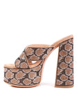 Sinful High Platform Patterned Diamante Slides