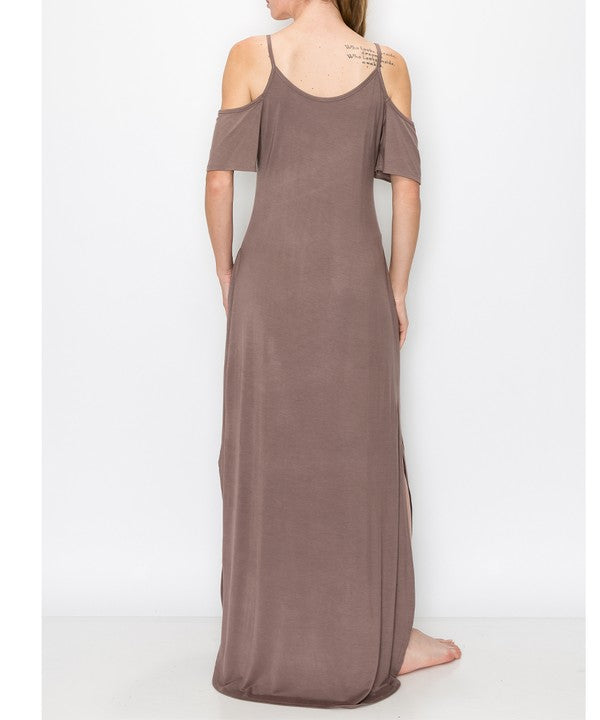 Fabina Bamboo Cold Shoulder Maxi Dress