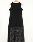Solid Lace Patchwork Sleeveless Maxi Dress