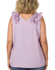 Zenana Plus Woven Wool Dobby Ruffle Trim Sleeveless Top - My Pampered Life Seattle