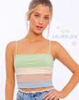 LE LIS Lettuce Hem Detail Spaghetti Top