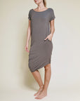 Fabina Bamboo Asymmetric Dolman Dress with Pockets