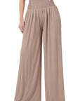 Zenana Smocked Waist Wide Leg Pant - Online Only