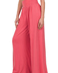 Zenana Smocked Waist Wide Leg Pant - Online Only