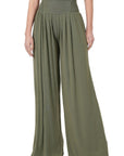 Zenana Smocked Waist Wide Leg Pant - Online Only