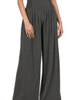 Zenana Smocked Waist Wide Leg Pant - Online Only