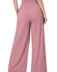 Zenana Smocked Waist Wide Leg Pant - Online Only