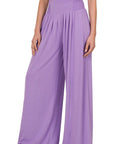 Zenana Smocked Waist Wide Leg Pant - Online Only