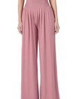 Zenana Smocked Waist Wide Leg Pant - Online Only