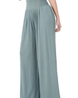 Zenana Smocked Waist Wide Leg Pant - Online Only