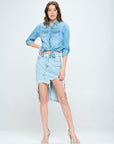 Front Destroyed Denim Skirt - Online Only