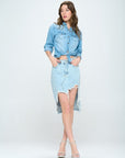 Front Destroyed Denim Skirt - Online Only