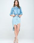 Front Destroyed Denim Skirt - Online Only