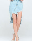 Front Destroyed Denim Skirt - Online Only