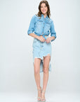 Front Destroyed Denim Skirt - Online Only