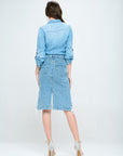 Front Destroyed Denim Skirt - Online Only