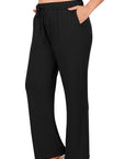 Zenana Plus Drawstring Lounge Pants in Black - Online Only