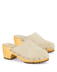 Fine Suede Studded Clog Mules