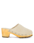 Fine Suede Studded Clog Mules