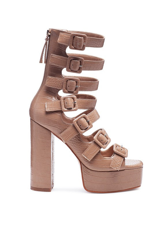 London Rag Sarouchi Caged High Hell Buckle Sandal