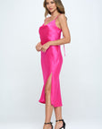 Renee C. Satin Bias Slip Dress with Slit