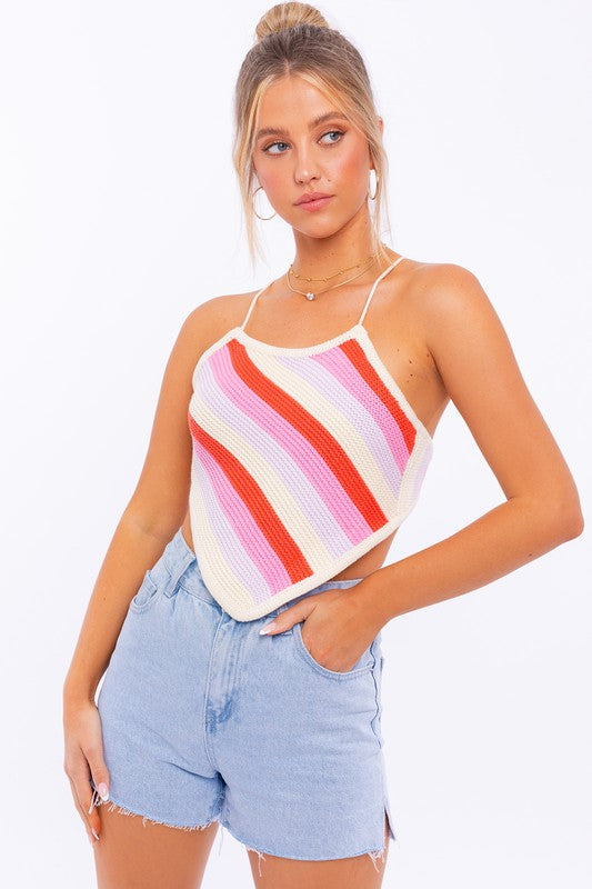 LE LIS Sleeveless Knit Cropped Top